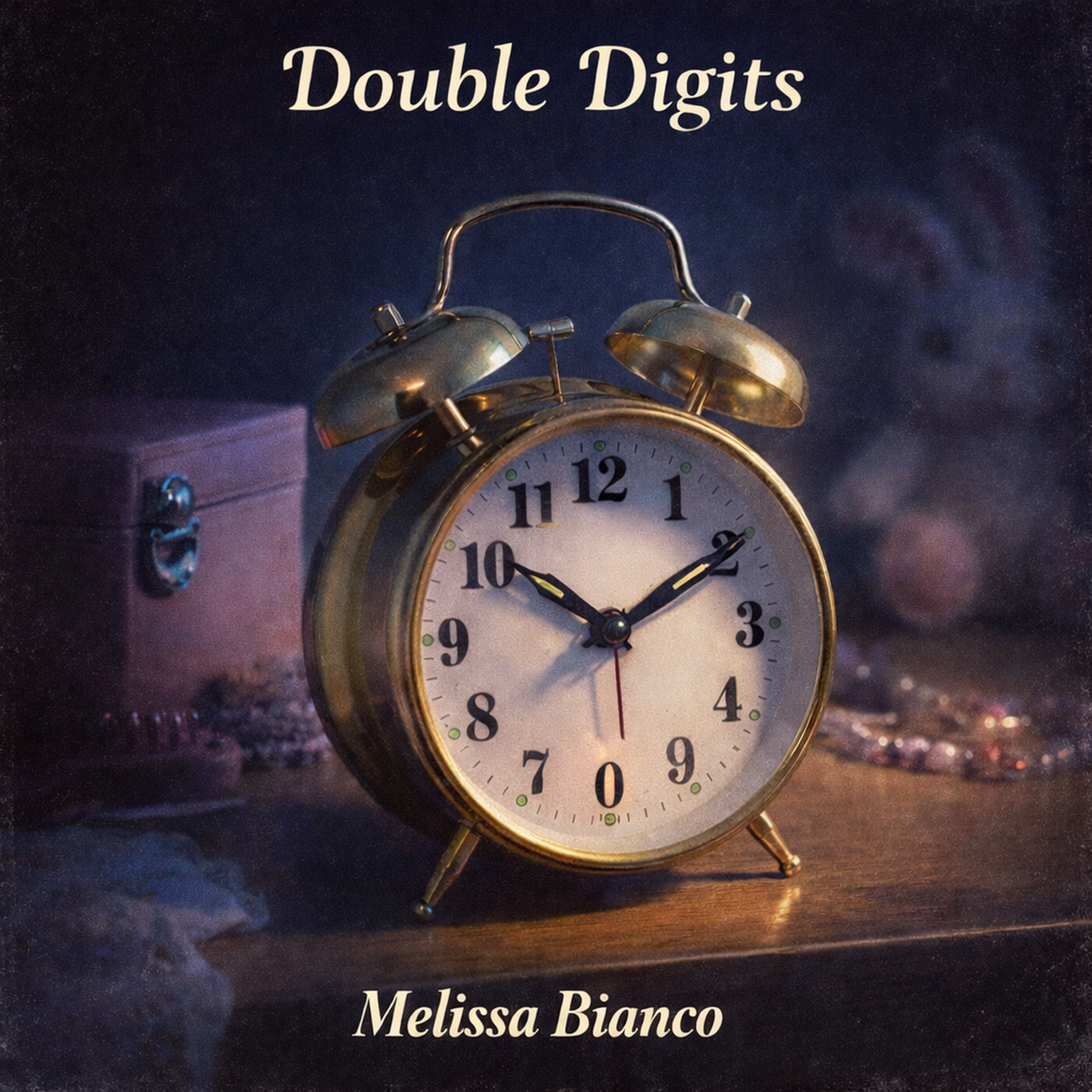 Double Digits single cover by Melissa Bianco, featuring a vintage alarm clock